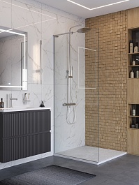 BelBagno Душевая перегородка Uno UNO-L-1-TB-80-C-Cr 80x200 профиль хром стекло прозрачное – фотография-3