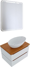 Mixline Мебель для ванной Виктория 70 L подвесная белая софт/дуб светлый – фотография-1