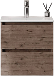 Teymi Тумба с раковиной Laina 50 подвесная дуб темный – фотография-1