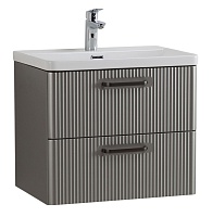 BelBagno Тумба с раковиной Due 60 подвесная Сатин ручки Матовый тёмный никель