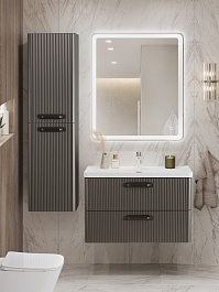 BelBagno Тумба с раковиной Due 80 подвесная Оружейная сталь ручки Матовый тёмный никель – фотография-13