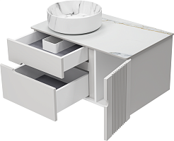 Brevita Тумба с раковиной Pallisandro 80 L подвесная серая матовая – фотография-7