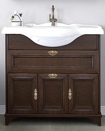 Акватон Тумба с раковиной "Идель 85" дуб шоколадный, рак. America – фотография-1