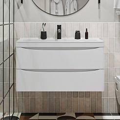 Vivon Тумба под раковину Ostin 90 подвесная белая матовая – фотография-5