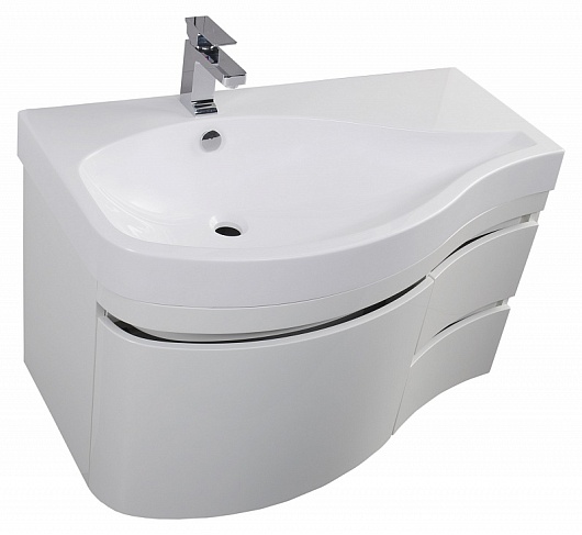 Aquanet Тумба с раковиной Сопрано 1-95 L с ящиком белая (169660) – картинка-5