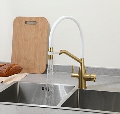 Frap Смеситель для кухни F4397-3 золотой сатин – фотография-6