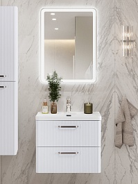 BelBagno Тумба с раковиной Due 50 подвесная Bianco Lucido ручки Матовый атласный никель – фотография-14