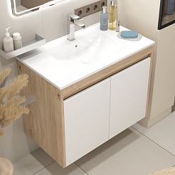 Teymi Тумба с раковиной Netta 80 подвесная дуб/белый – фотография-5