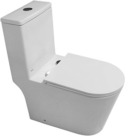 Azario Унитаз-моноблок Eagle AZ-80673 безободковый с бачком с сиденьем микролифт белый – фотография-3