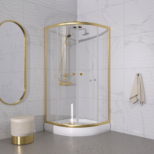 Triton Душевой уголок Альфа-Голд 90x90 стекло прозрачное профиль золото – картинка-7