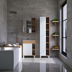 Viant Тумба с раковиной Бостон 60 белая/дуб вотан – фотография-9