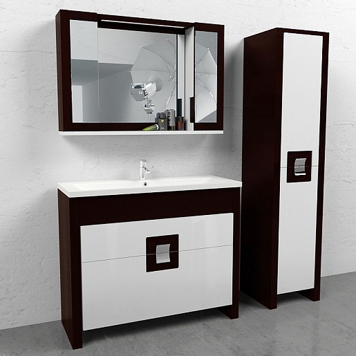  Зеркальный шкаф "Quadro 90" венге – картинка-3