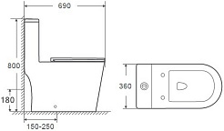 Azario Унитаз-моноблок Eagle AZ-80673 безободковый с бачком с сиденьем микролифт белый – фотография-14