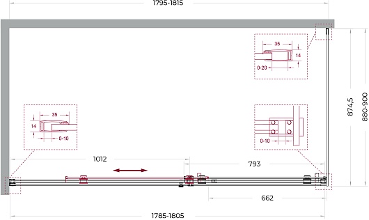 BelBagno Душевой уголок Soft Close-2 SOFT_CLOSE-2-AH-1-180/90-C-GM 180x90 профиль оружейная сталь стекло прозрачное – фотография-12