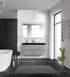 BelBagno Тумба с раковиной Albano 120 подвесная Cemento Verona Grigio с раковиной BB1200/455-LV-ART-ALR-NERO – фотография-8