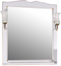 ASB-Woodline Зеркало для ванной Верона 75 белое патина золото, массив ясеня – фотография-1