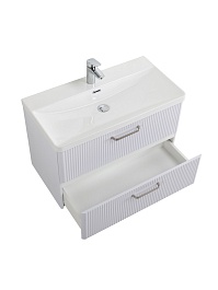 BelBagno Тумба с раковиной Due 80 подвесная Белый металлик ручки Матовый атласный никель – фотография-8