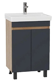 Onika Тумба с раковиной Милтон Квадро 55 напольная графит/дуб сонома – фотография-1