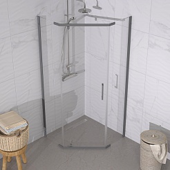 Triton Душевой уголок Дека-Графит 90x90 стекло прозрачное профиль графит – фотография-4