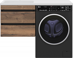 Misty Тумба с раковиной Коломбо 120 L подвесная под стиральную машину дуб галифакс/антрацит – фотография-1