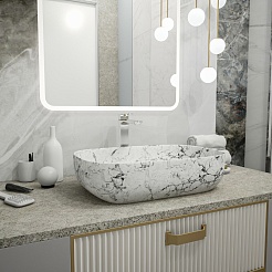 Teymi Раковина накладная Solli 60 Artceramic T50398 белый мрамор – фотография-8