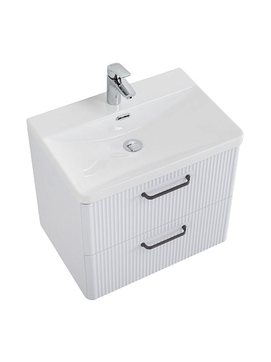 BelBagno Тумба с раковиной Due 60 подвесная Bianco Lucido ручки Матовый тёмный никель – фотография-2