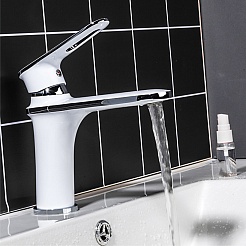 Frap Смеситель для раковины H49 F1049 белый/хром – фотография-4