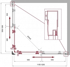 BelBagno Душевой уголок Uno 120/100 UNO-195-AH-2-120/100-CH-CR стекло рифленое – фотография-3