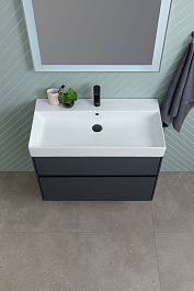 Aquanet Тумба с раковиной Бруклин 85 подвесная черная матовая – фотография-11