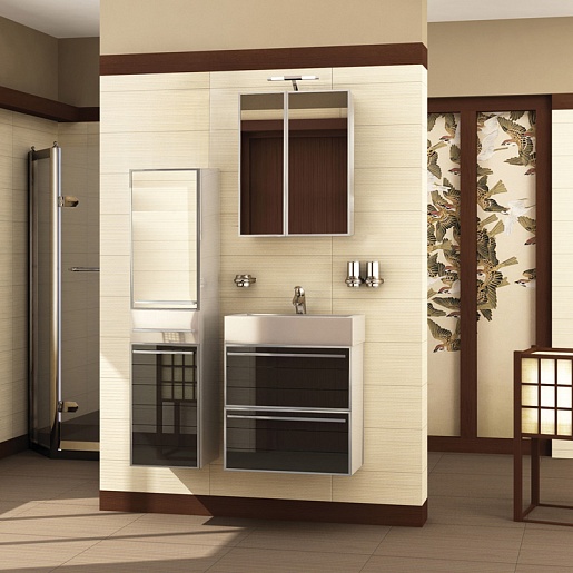  Пенал для ванной "Ginza" белый с черным L – фотография-2