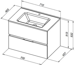 Aquanet Тумба под раковину Алвита New 70 2 ящика подвесная антрацит матовая – фотография-9