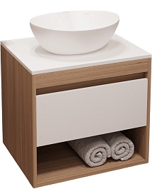 Teymi Тумба с раковиной Ritta 65 дуб эврика/белый матовый T60520 раковина T50505 – фотография-1