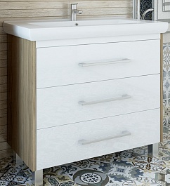 Sanflor Мебель для ванной Ларго 100 вяз швейцарский, белая – фотография-3