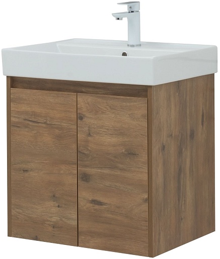 Aquanet Тумба под раковину Nova Lite 60 2 дверцы подвесная дуб рустикальный – фотография-4