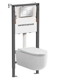 Ceramicanova Подвесной унитаз Ulma Rimless с системой инсталляции Balance кнопка Square хром глянцевый – фотография-1