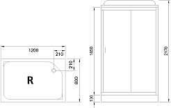 Royal Bath Душевая кабина HP RB 8120HP6-WC-BL-R 120x80 R стекло матовое профиль черный матовый – фотография-3