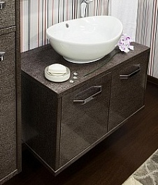 Sanflor Тумба для умывальника Румба 82 венге, патина серебро – фотография-1