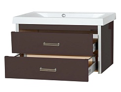 Misty Тумба с раковиной Джулия QVATRO 105 подвесная коричневая – фотография-5