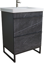 Mixline Тумба с раковиной Окленд 60 графит мрамор – фотография-1