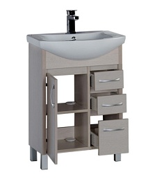 Aquanet Тумба с раковиной "Донна 60" 3 ящика беленый дуб – фотография-4