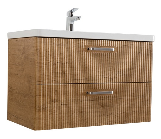 BelBagno Тумба с раковиной Due 80 подвесная Rovere Nature ручки Матовый атласный никель – фото-1