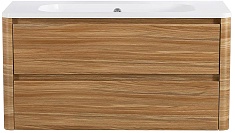 Cezares Тумба с раковиной без отверстия под смеситель Relax 100 подвесная дуб карамельный