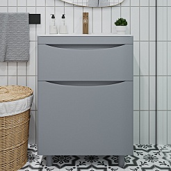 Vivon Тумба под раковину Ostin 60 напольная серая матовая – фотография-5