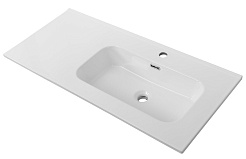 Cezares Тумба с раковиной Eco Cer-N 100 R bianco lucido ручки чёрные – фотография-11