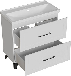 Mixline Тумба с раковиной Риф 80 2 ящика белая – фотография-3