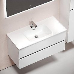 Sancos Тумба с раковиной Urban 100 белый глянец раковина Element 101 CN7003 – фотография-3