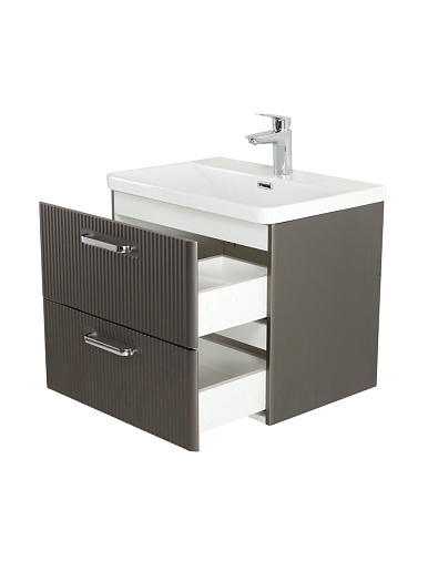 BelBagno Тумба с раковиной Due 50 подвесная Оружейная сталь ручки Хром полированный – фотография-2