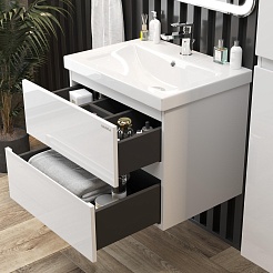 Onika Тумба под раковину Эвада 70 подвесная белая – фотография-3