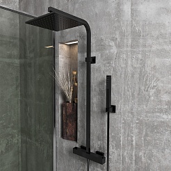 Paini Система душевая Dax-R 84PZ689TH с термостатом, черный брашированный PVD (PZ) – фотография-2