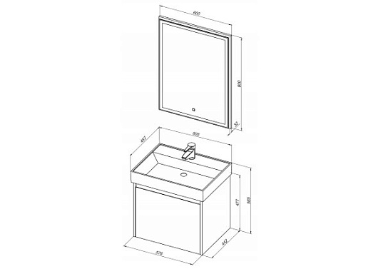 Aquanet Мебель для ванной Nova Lite 60 дуб рошелье – фотография-4